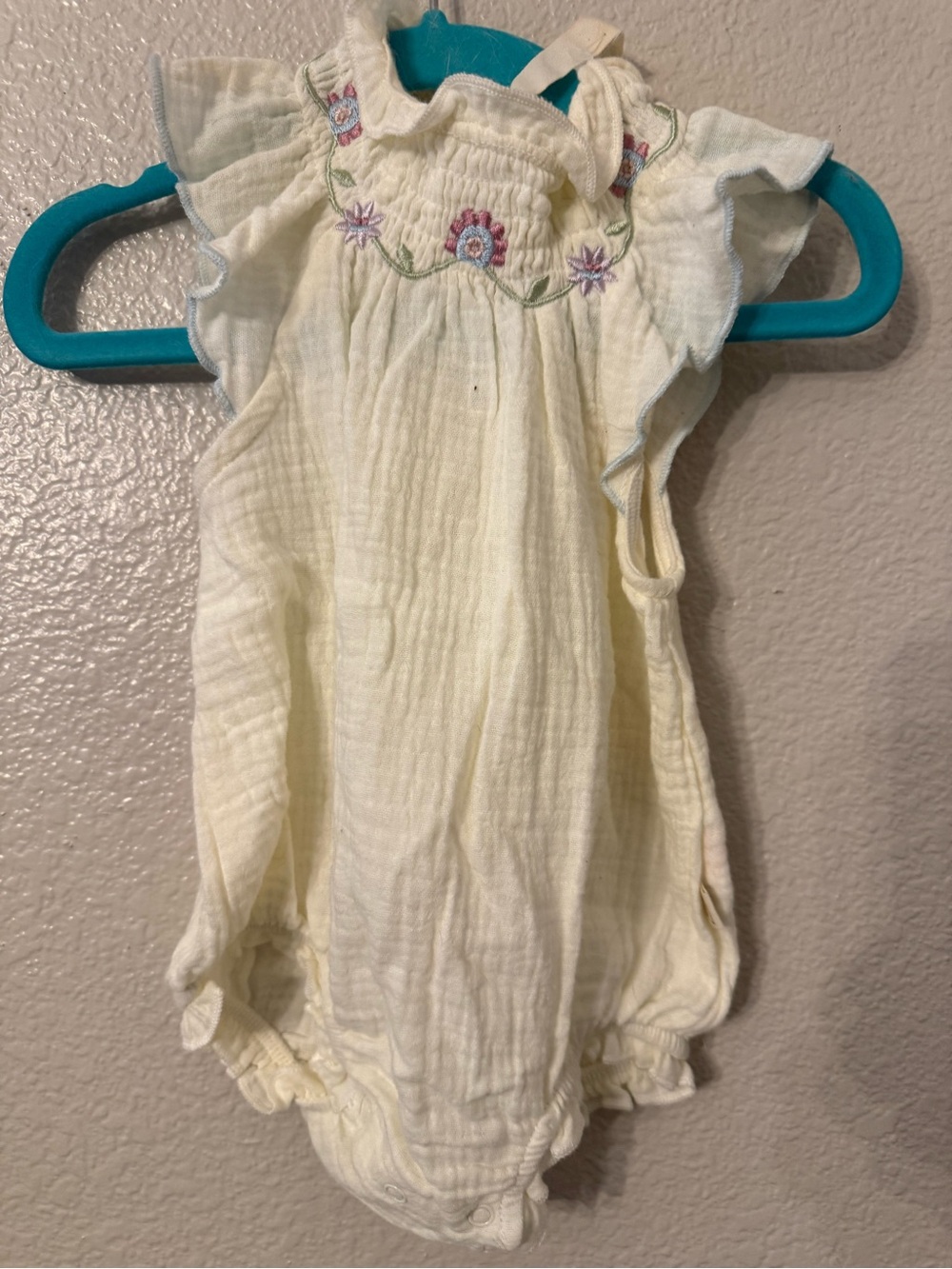 Cream Floral Embroidered Baby One-Piece Bodysuit